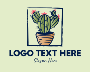 Pot - Cactus Pot Plant logo design