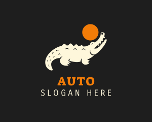 Swamp - Alligator Animal Moon logo design