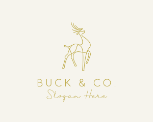 Buck - Gold Deer Monoline logo design