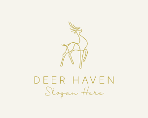 Deer - Gold Deer Monoline logo design