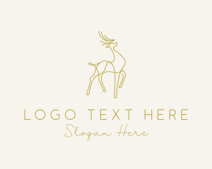 Hunt - Gold Deer Monoline logo design