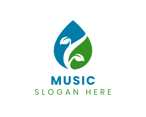 Fluid - Natural Plant Droplet logo design