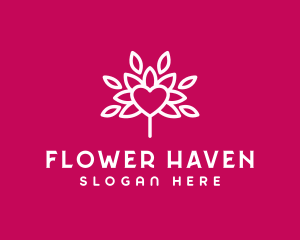 Minimalist Heart Flower  logo design