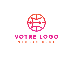 Outline - Letter E Basketball logo design