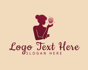 Pastry Chef - Fancy Woman Cupcake logo design