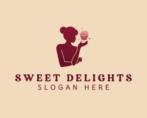 Fancy Woman Cupcake logo design