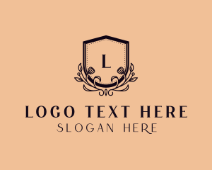 Lettermark - Floral Vines Shield logo design