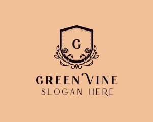 Floral Vines Shield logo design