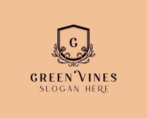 Vines - Floral Vines Shield logo design