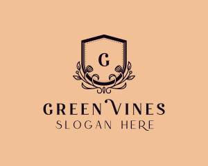 Floral Vines Shield logo design