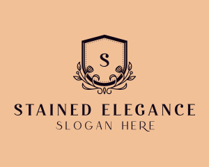 Floral Vines Shield logo design