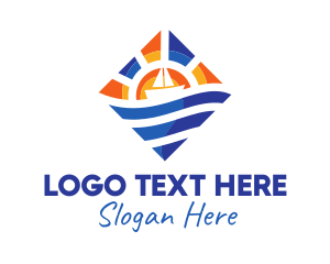 Port - Sun Sea Sailboat logo design