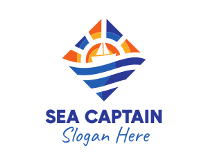 Sun Sea Sailboat logo design