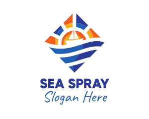 Sun Sea Sailboat logo design