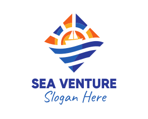 Boating - Sun Sea Sailboat logo design