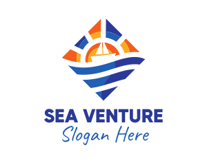 Sun Sea Sailboat logo design