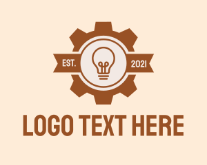Invention - Light Bulb Gear Banner logo design