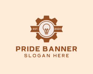 Light Bulb Gear Banner logo design