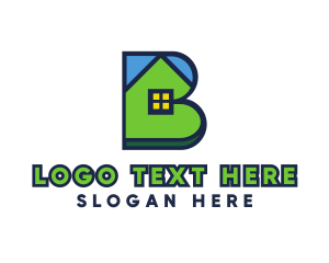 House - Blue Green House B logo design