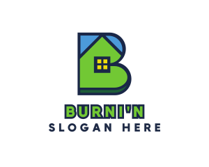 Blue Green House B logo design