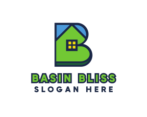 Blue Green House B logo design