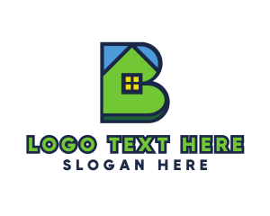 Bold - Blue Green House B logo design