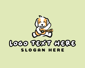 Acoustic - Dog Puppy Guitar logo design