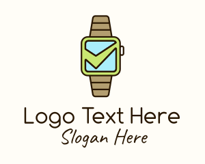 Wearable - Check Wrist Watch logo design