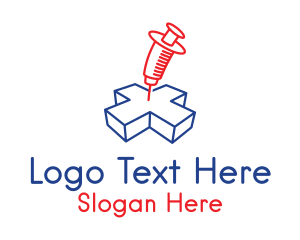 Cross - Medical Syringe Outline logo design