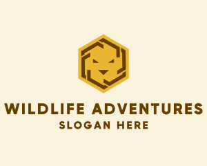 Hexagon Wildlife Lion logo design