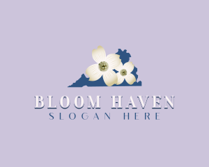 Virginia American Dogwood Flower logo design