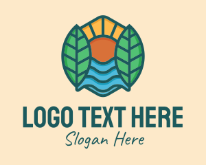 Vegetarian - Nature Sunshine Leaves logo design