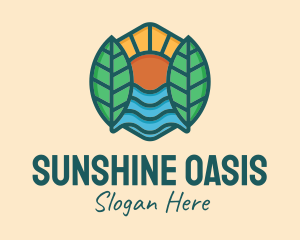 Nature Sunshine Leaves  logo design