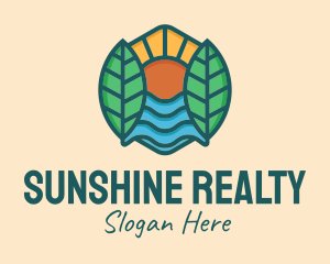 Nature Sunshine Leaves  logo design