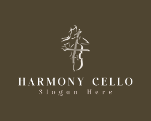 Cello Instrumental Musician logo design