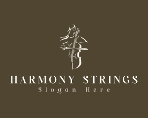 Cello Instrumental Musician logo design