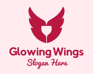 Wings Wine Glass logo design