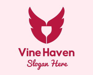 Wings Wine Glass logo design