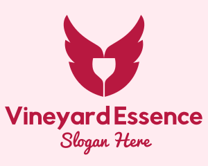 Wings Wine Glass logo design