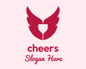 Wings Wine Glass logo design