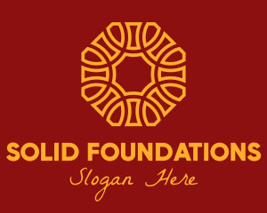 Gold Mine - Golden Oriental Octagon Pattern logo design