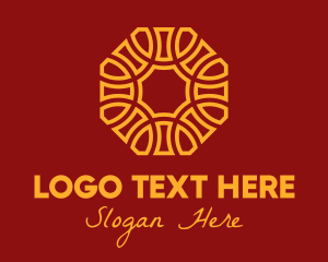 Golden Oriental Octagon Pattern Logo