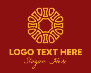 Octagon - Golden Oriental Octagon Pattern logo design