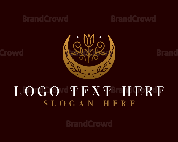 Premium Floral Crescent Moon Logo