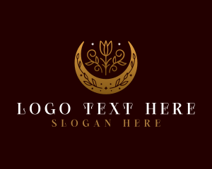 Night - Premium Floral Crescent Moon logo design
