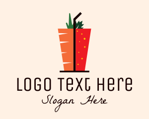 Strawberry - Healthy Mixed Drink logo design