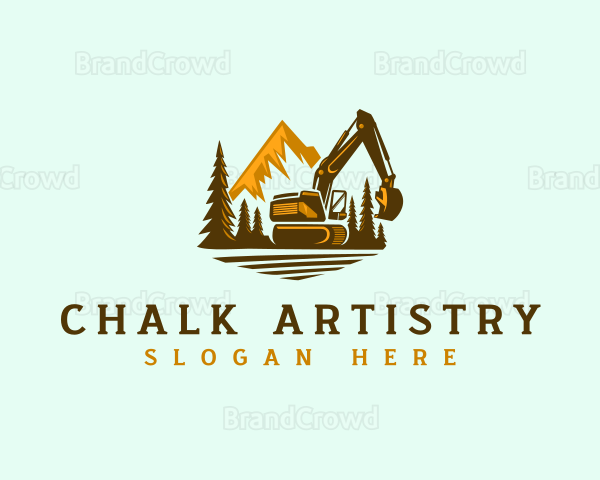 Excavation Backhoe Machine Logo