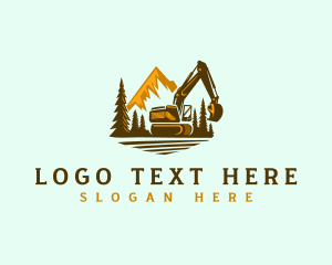 Rocks - Excavation Backhoe Machine logo design