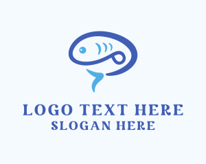 Fish And Chips - Blue Fish logo design