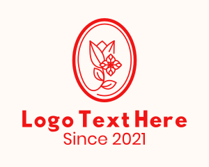 Spa - Red Tulip Badge logo design